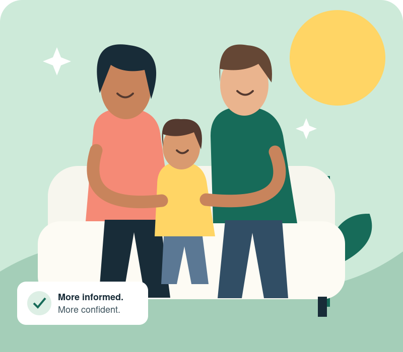 Illustration of a family relaxing together at home